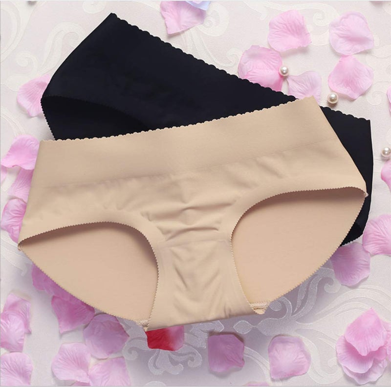 XINSHUN Padding Panties Push up Panties Fake Seemless Padding Briefs Silicone Hip padship Padded Pantie Butt Pads Beige M - Image 2